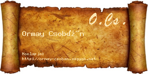 Ormay Csobán névjegykártya